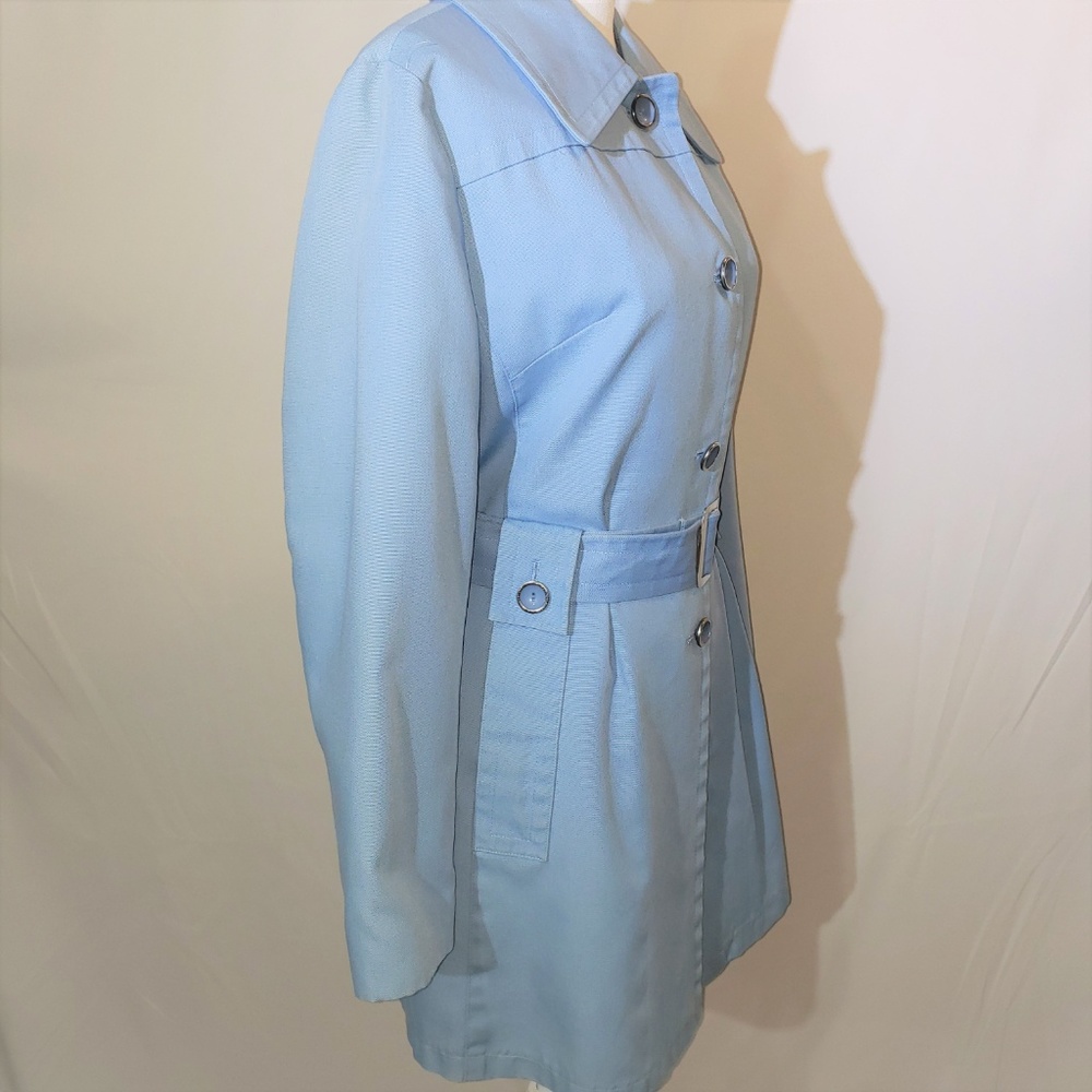 vintage Blue button Belted Trench coat fully lined - Picture 3 of 8
